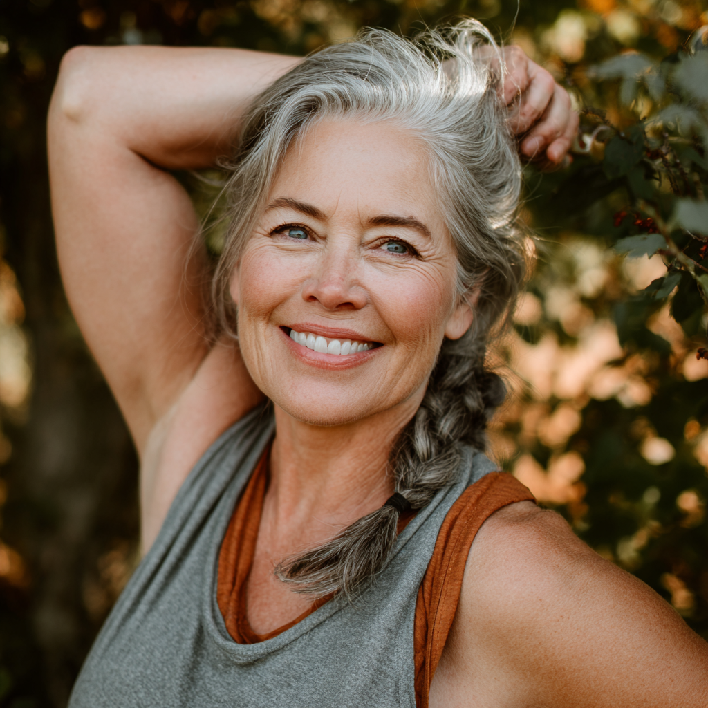Female wellness coach specializing in recovery and stretching for older adults